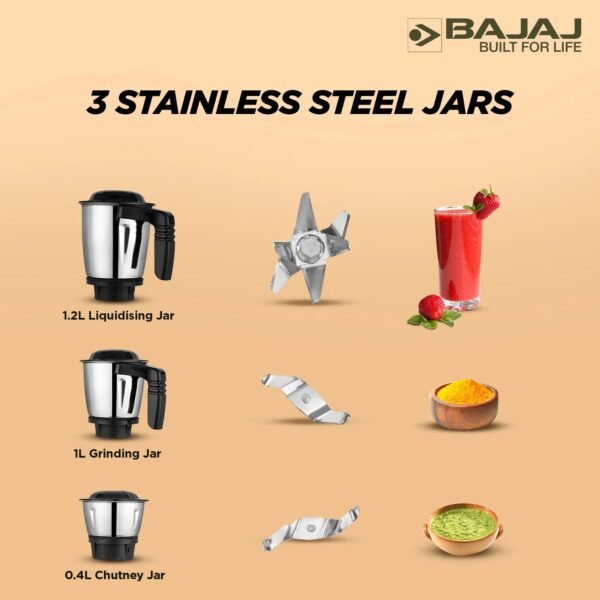 Bajaj Military Series Finesse 750W Mixer Grinder - Image 4