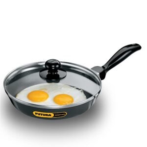 Hawkins Futura 20 cm Frying Pan, Non Stick Fry Pan with Glass Lid, Frypan, Black (NF20G)