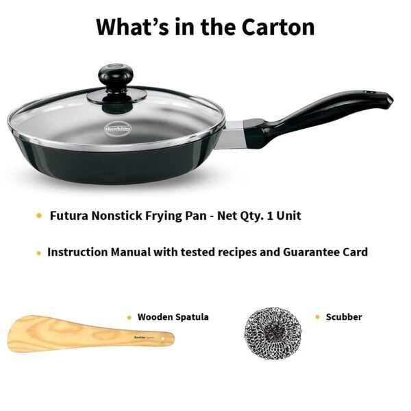 Hawkins Futura 20 cm Frying Pan, Non Stick Fry Pan with Glass Lid, Frypan, Black (NF20G) - Image 3