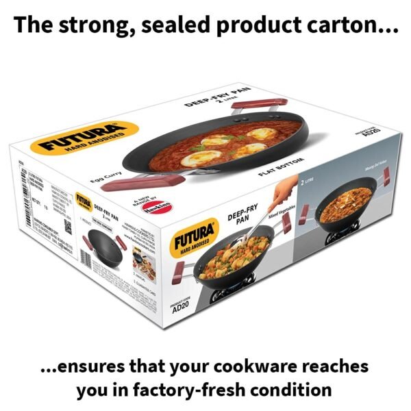 Hawkins Futura 3 Litre Deep Fry Pan, Hard Anodised Kadai, Flat Bottom Kadhai, Black (AD30) - Image 4