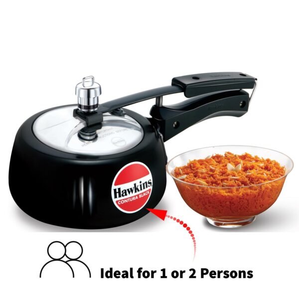 Hawkins 1.5 Litre Contura Black Pressure Cooker, Hard Anodised Inner Lid, Baby Cooker, Black(CB15) - Image 3