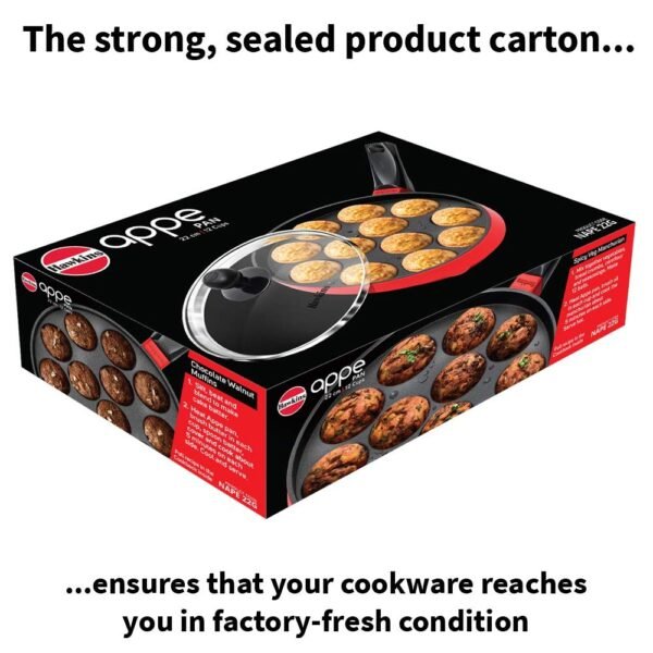 Hawkins Die Cast Nonstick Appe Pan with Glass Lid, 12 Cups, Diameter 20 cm, Black , Cast Aluminium, Red (NAPE20G) - Image 5