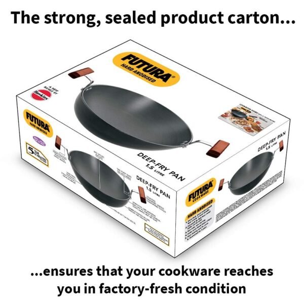 Hawkins Futura 1.5 Litre Deep Fry Pan, Hard Anodised, Round Bottom Small Kadai Without Lid, Black (AK15) - Image 4
