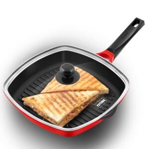 Hawkins 30 cm Non-Stick Die-Cast Square Grill Pan with Glass Lid (DCGP30G)