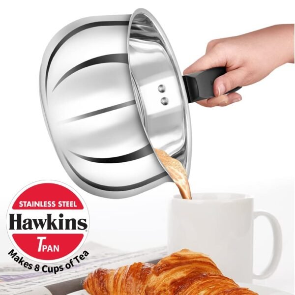 Hawkins Futura Tpan 1 Litre , Stainless Steel Tea Pan With Glass Lid, Induction Base Sauce Pan, Chai Pan, Saucepan, Silver (SST10G) - Image 3