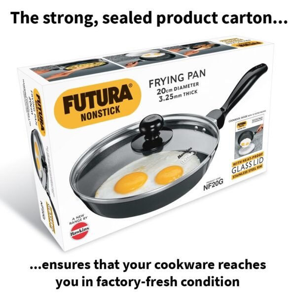 Hawkins Futura 20 cm Frying Pan, Non Stick Fry Pan with Glass Lid, Frypan, Black (NF20G) - Image 5