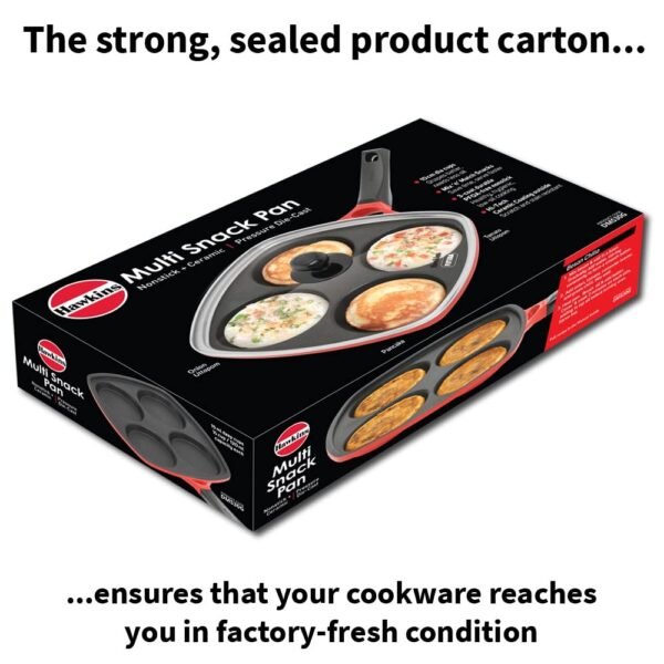 Hawkins 30 cm Die-Cast Non-Stick Multi Snack Pan with Glass Lid, Mini Uttapam Pan, Pancake Pan, Red (DCMS30G) - Image 5