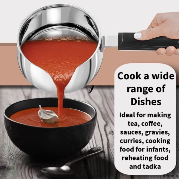 Hawkins Futura Tpan 1 Litre , Stainless Steel Tea Pan With Glass Lid, Induction Base Sauce Pan, Chai Pan, Saucepan, Silver (SST10G) - Image 2