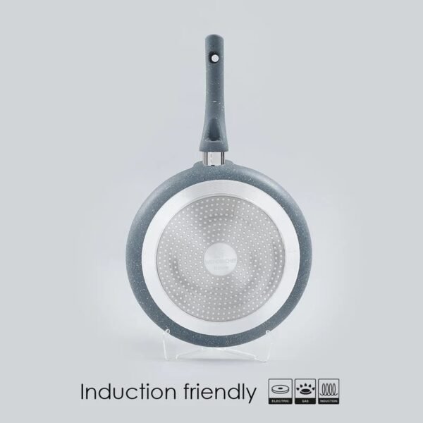Granite 28cm Non-Stick Dosa Tawa | Induction Bottom | Soft-Touch Handles | Virgin Aluminium | PFOA/Heavy Metals Free | 3.5mm | 2 Year Warranty | Grey - Image 2