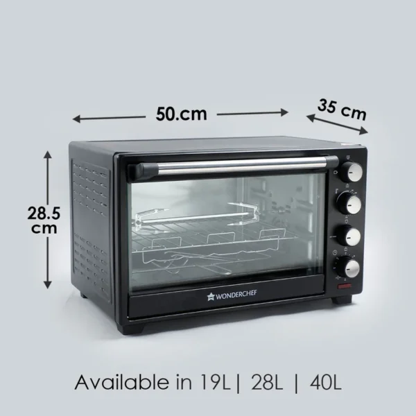 Wonderchef Renewed Oven Toaster Griller (OTG) - 28L | Black with Rotisserie | Auto-shut off | Heat-resistant Tempered Glass | Multi-stage Heat Selection - Image 3