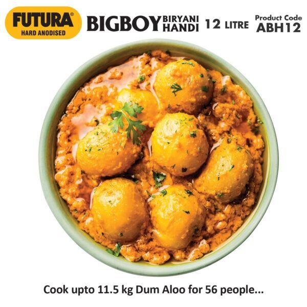 Hawkins Futura Bigboy Biryani Handi 12 Litre, Hard Anodised Pot with Hard Anodised Lid, Sauce Pan for Cooking and Serving Biriyani, Black (Abh12) - Image 10