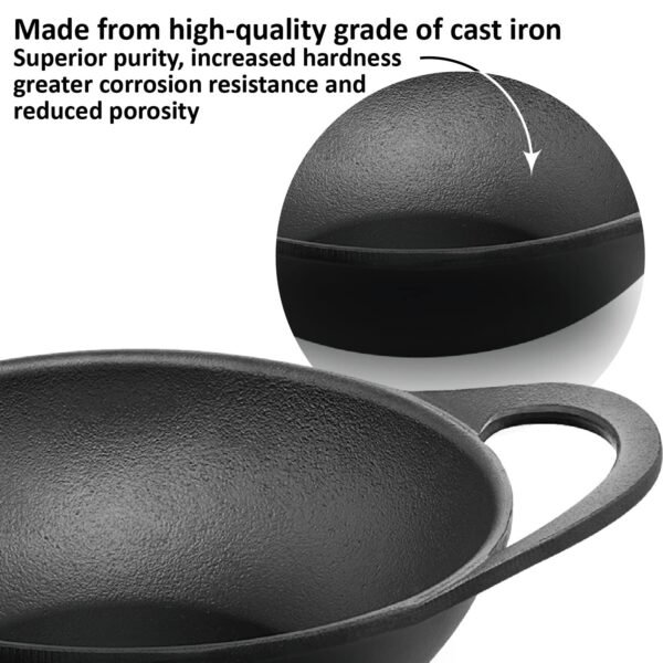 Hawkins Futura 2 Litre Cast Iron Kadhai with Glass Lid, Naturally Nonstick, Black (CIK20G) - Image 8