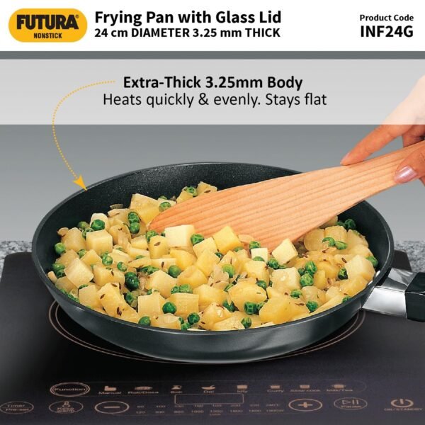 Hawkins Futura 24 cm Frying Pan, Non Stick Fry Pan with Glass Lid, Frypan, Black (NF24G) - Image 7