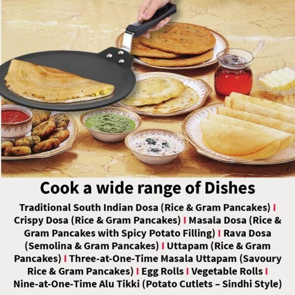 Hawkins Futura Nonstick Dosa Tava, Diameter 33 cm, Thickness 4.88 mm, Black (NDT33) - Image 2