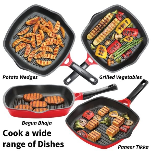 Hawkins 30 cm Non-Stick Die-Cast Square Grill Pan with Glass Lid (DCGP30G) - Image 6