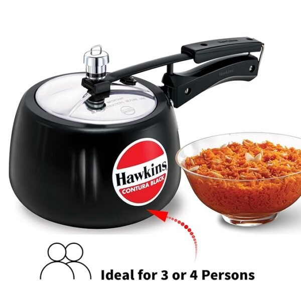 Hawkins 3 Litre Contura Black Pressure Cooker, Hard Anodised Inner Lid, Black (CB30) - Image 2