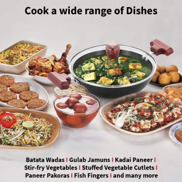 Hawkins Futura 1.5 Litre Deep Fry Pan, Hard Anodised, Round Bottom Small Kadai Without Lid, Black (AK15G) - Image 2