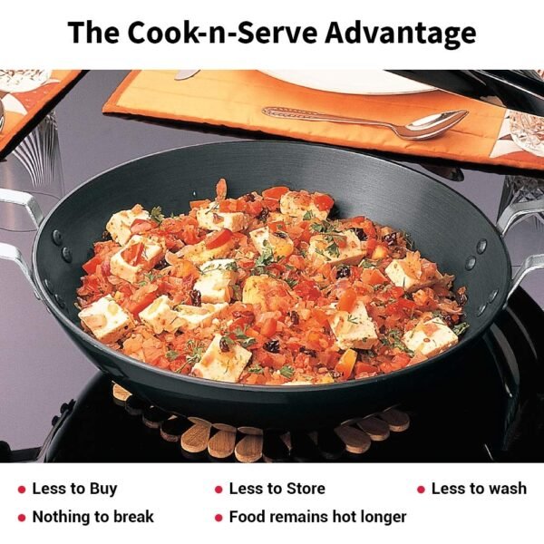Hawkins Futura 7.5 Litre Deep Fry Pan, Hard Anodised Kadai with Stainless Steel Lid, Flat Bottom Big Kadai, Black (AD75S) - Image 5