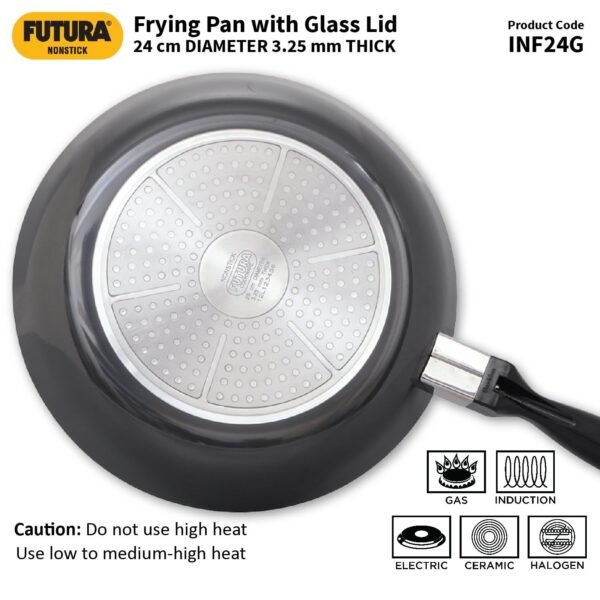 Hawkins Futura 24 cm Frying Pan, Non Stick Fry Pan with Glass Lid, Frypan, Black (NF24G) - Image 6