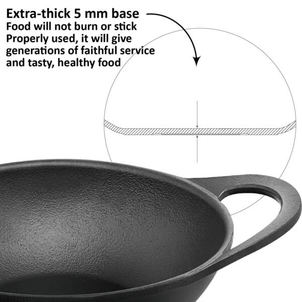 Hawkins Futura 2 Litre Cast Iron Kadhai with Glass Lid, Naturally Nonstick, Black (CIK20G) - Image 4