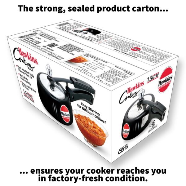 Hawkins 1.5 Litre Contura Black Pressure Cooker, Hard Anodised Inner Lid, Baby Cooker, Black(CB15) - Image 8