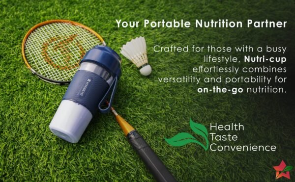 Nutri-Cup Portable Blender | USB Charging | Smoothie maker | SS Blades | Battery Operated Rechargeable Blender | 300ml | Compact Size | Blue - Image 3