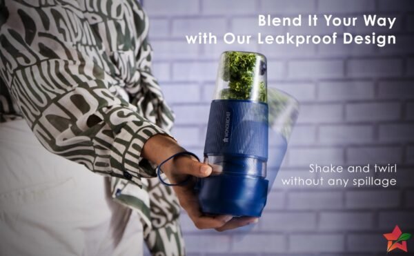Nutri-Cup Portable Blender | USB Charging | Smoothie maker | SS Blades | Battery Operated Rechargeable Blender | 300ml | Compact Size | Blue - Image 4