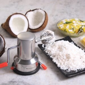 Stainless Steel Coconut Scraper for Kitchen, Vacuum Base, Rotatable Handle, Manual Operation, Silver