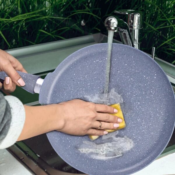 Granite 28cm Non-Stick Dosa Tawa | Induction Bottom | Soft-Touch Handles | Virgin Aluminium | PFOA/Heavy Metals Free | 3.5mm | 2 Year Warranty | Grey - Image 5