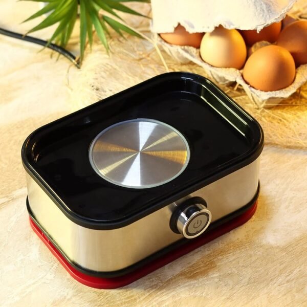 Crimson Edge Instant Electric Egg Boiler with 6 Egg Poachers|3 Boiling Modes, Soft, Medium, Hard| Auto Shut Off | Non-stick Egg Rack, Transparent Lid, Stainless Steel Body & Heating Plate, Steamer Rack| Alarm| Overheat Protection | Red| 2 Year Warranty - Image 4