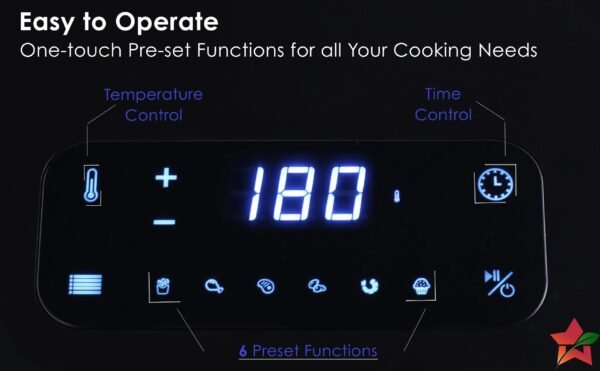 Neo Digital Air Fryer | Rapid Air Technology | 6 Pre-Set Menu Options | Temperature and Time Control | Automatic Shut-Off | Compact Design | 4.5 Litres | 1 Year Warranty | 1500 Watts | Black - Image 4