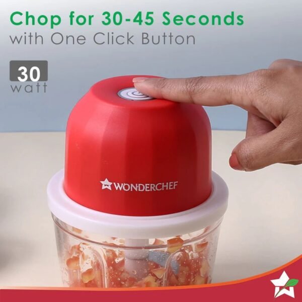 Wonderchef Zippy Rechargeable Wireless Electric Chopper, Stainless Steel Blades, One Touch Operation | Cordless 10 Seconds Chopping And Mincing Vegetables, Meat, etc | 30 Watts |1 Year Warranty - Image 5
