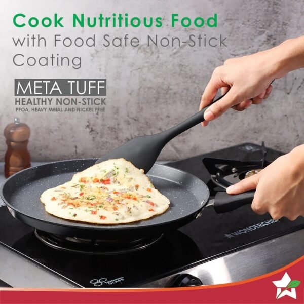 Duralite Die-cast 28 cm Dosa Tawa | 5 Layer Healthy Duramax Non-Stick Coating | Soft Touch Handle | Pure Grade Aluminium | PFOA Free | 2 Year Warranty | Grey - Image 2