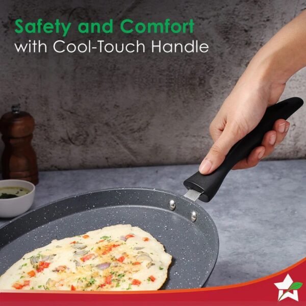 Duralite Die-cast 28 cm Dosa Tawa | 5 Layer Healthy Duramax Non-Stick Coating | Soft Touch Handle | Pure Grade Aluminium | PFOA Free | 2 Year Warranty | Grey - Image 4