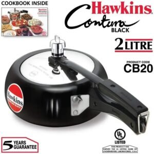 Hawkins Contura Black Inner Lid Pressure Cooker 2L (Hard Anodized With SS Lid))