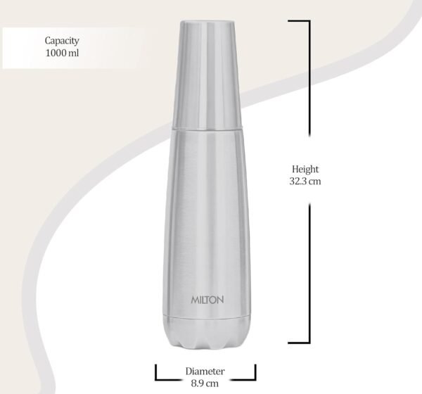 Milton Vertex Steel-1000 Thermosteel Vacuum Insulated Hot and Cold Water Bottle with Tumbler | 1 Litre | Colour Metalic Copper - Image 4