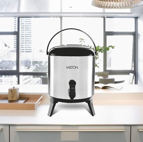 Milton Stellar 5 Thermosteel Water Jug | 5 litres | PU Insulated | Hot & Cold | Sturdy Base | Hygienic | Odour Free | Silver Colour - Image 6