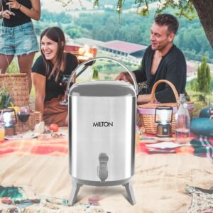 Milton Stellar 10 Thermosteel Water Jug | 10 litres | Silver | PU Insulated | Hot & Cold | Sturdy Base | Hygienic | Odour Free