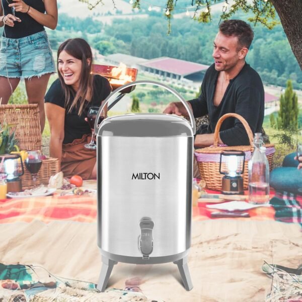 Milton Stellar 10 Thermosteel Water Jug | 10 litres | Silver | PU Insulated | Hot & Cold | Sturdy Base | Hygienic | Odour Free