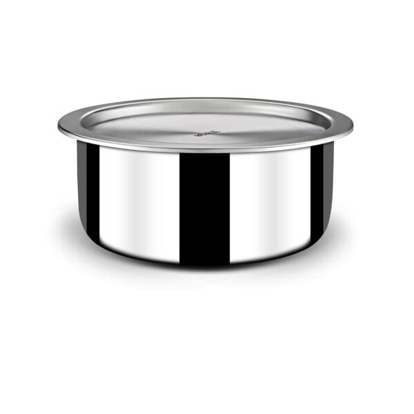 Stahl Artisan Triply Stainless Steel Tasla with Lid 14cm, 1.2L | Tope Without Handles | Gas & Induction Cooktop Compatible | Cook & Serve Tope | Serves 1-2 People