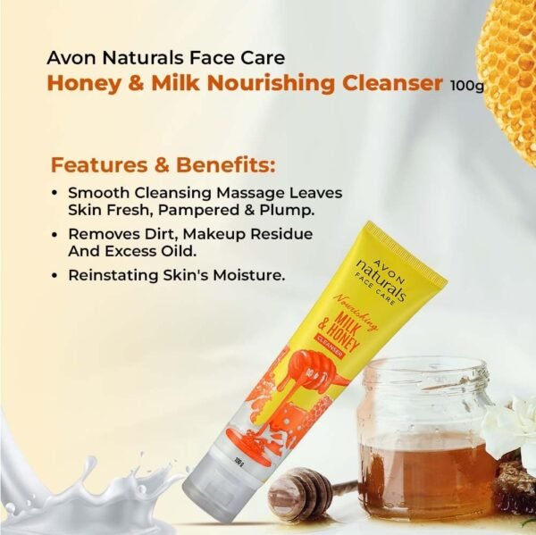 Avon Naturals Nourishing Milk & Honey Face Cleanser 100 gm | Facewash - Image 3