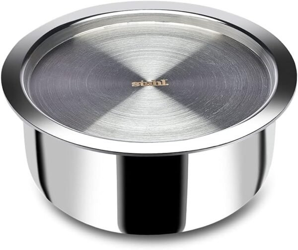 Stahl Artisan Triply Stainless Steel Tasla with Lid 14cm, 1.2L | Tope Without Handles | Gas & Induction Cooktop Compatible | Cook & Serve Tope | Serves 1-2 People - Image 3