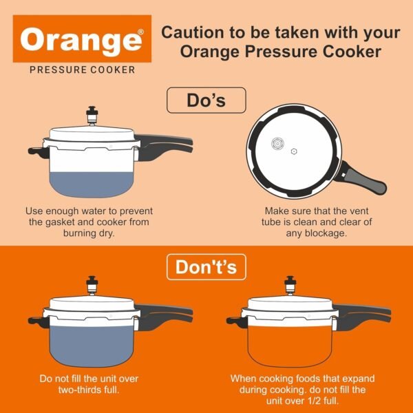 Orange Triply Stainless Steel Outer Lid Pressure Cooker 5L & 3.5L | Combo / Combi Set | Induction Friendly | Heavy Bottom | 2.5mm Base Thickness | 5 Year Warranty | With Glass Lid | Serves 2-6 People - Image 4