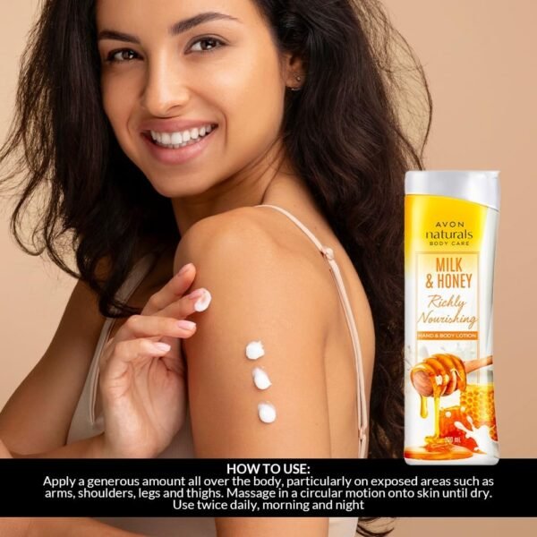 Avon Naturals Milk & Honey Hand & Body Lotion 200 mL | Light weight and Non-greasy - Image 4
