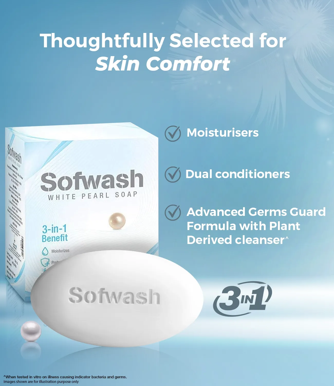 Modicare Sofwash White Pearl Soap | Mild and pH Balanced | Pack of 4 Unit X 75 g (300 g) - Image 5